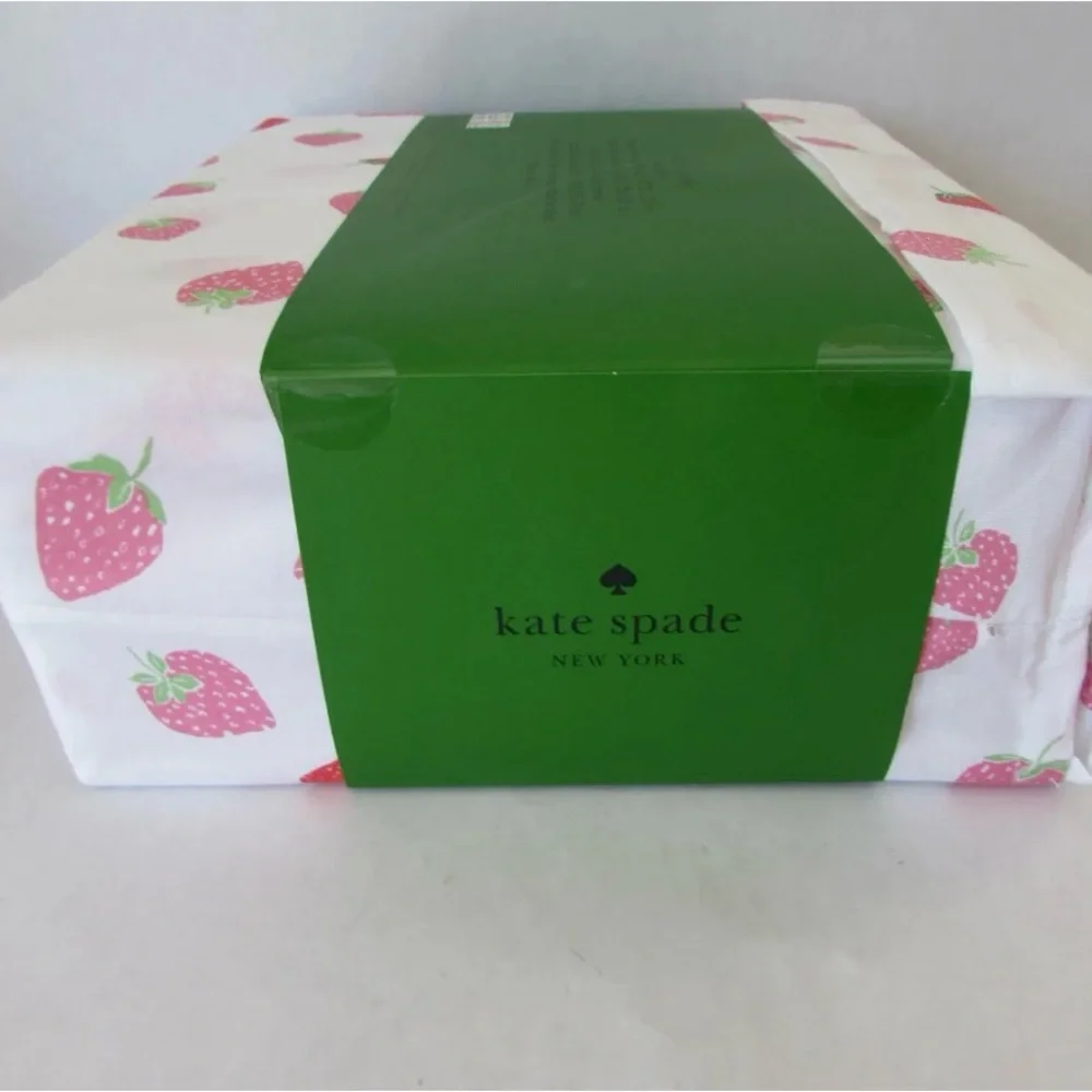 Kate Spade full Sheet Set Strawberries Cotton Percale Sheets 🍓 NWT